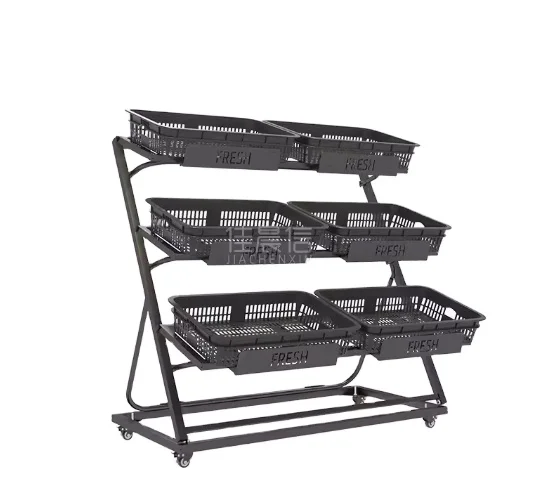 Factory Sales Fruit Display Rack Vegetable Foldable 3 Layers Gondola Shelving Supermarket Shelves with Baskets Fresh Food Store
Factory Sales Fruit Display Rack Vegetable Foldable 3 Layers Gondola Shelving Supermarket Shelves with Baskets Fresh Food Store