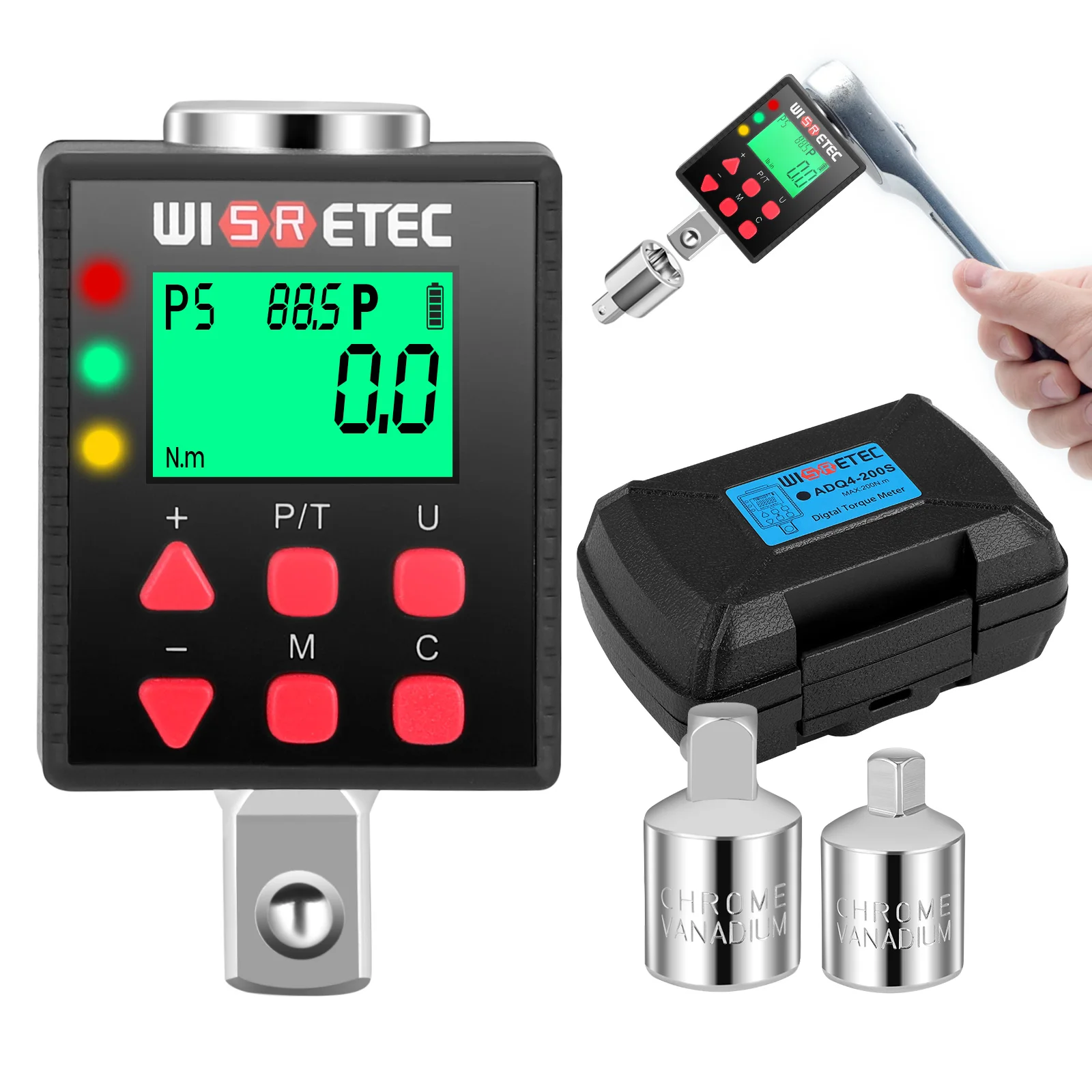 Digital Torque Adapter 1/2 Inch, 3.4 - 340 Nm Torque Digital Adapter Accuracy ± 1% with Preset Memory Adapter for Car Motorcycle
Digital Torque Adapter 1/2 Inch, 3.4 - 340 Nm Torque Digital Adapter Accuracy ± 1% with Preset Memory Adapter for Car Motorcycle