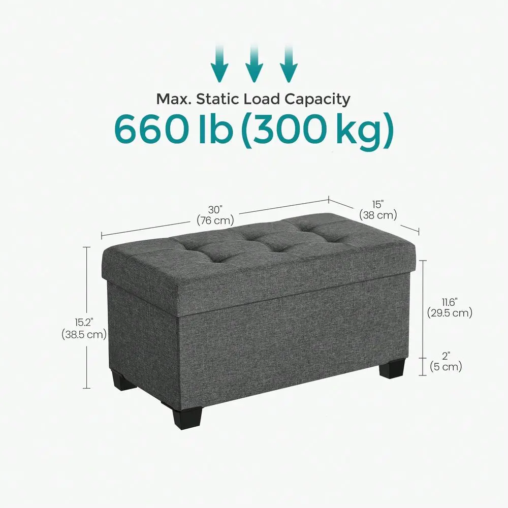 Storage Ottoman Bench, Foldable Foot Rest With Legs, 15 X 30 X 15.2 Inches, End Of Bed Bench, Storage Chest, Load Up To 660 Lb,
Storage Ottoman Bench, Foldable Foot Rest With Legs, 15 X 30 X 15.2 Inches, End Of Bed Bench, Storage Chest, Load Up To 660 Lb,