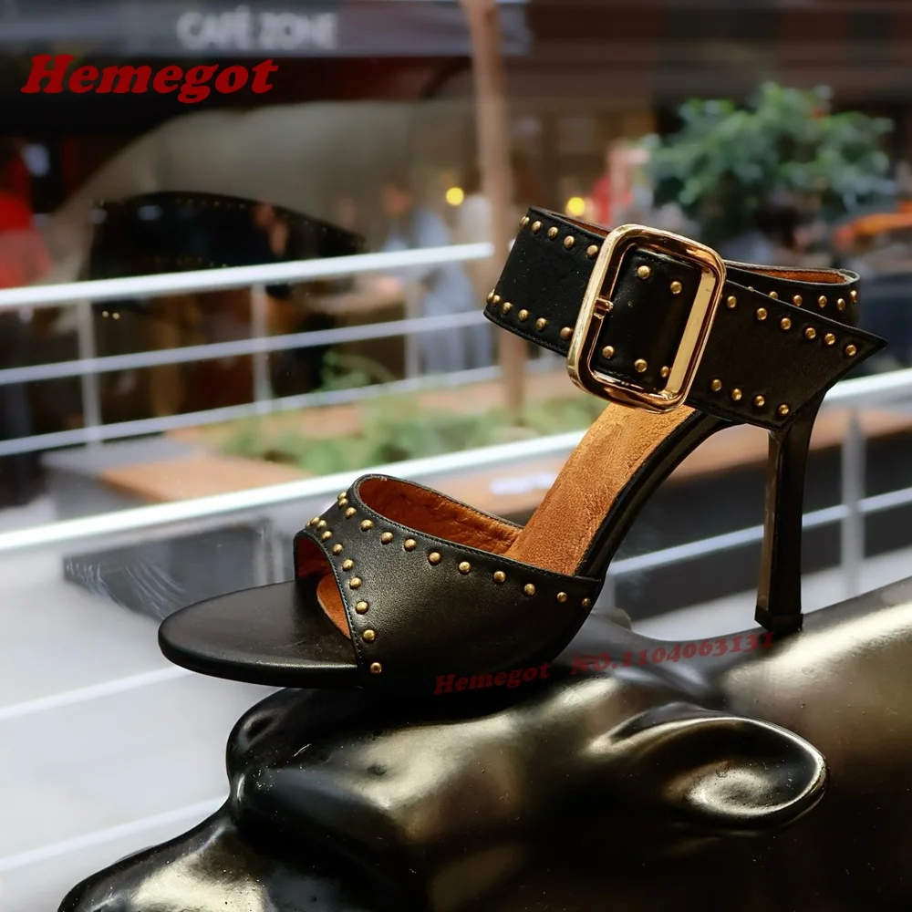 Black Rivet Splicing Slippers Open Toe Buckled One Strap Women's Slippers Stiletto Heels Summer Runway Shoes 2026 New Patchwork
Black Rivet Splicing Slippers Open Toe Buckled One Strap Women's Slippers Stiletto Heels Summer Runway Shoes 2026 New Patchwork