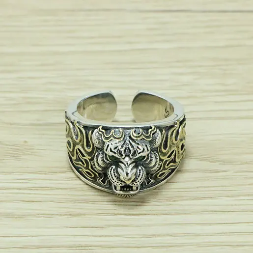 Punk retro S925 sterling silver China-Chic domineering tiger head male ring Thai silver forefinger ring opening silver ring
Punk retro S925 sterling silver China-Chic domineering tiger head male ring Thai silver forefinger ring opening silver ring