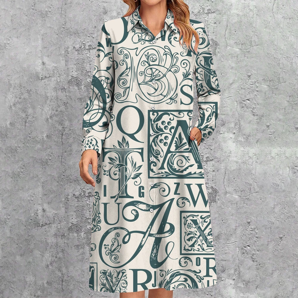 Elegant French Style Letter Print Shirt Dress With Pockets 2024 Women's Lapel Button Down Dress Casual Loose Streetwear Dresses
Elegant French Style Letter Print Shirt Dress With Pockets 2024 Women's Lapel Button Down Dress Casual Loose Streetwear Dresses