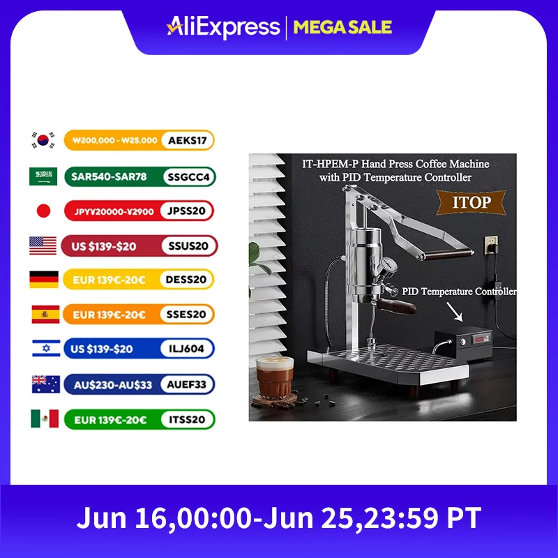 ITOP Hand Press Coffee Machine Household Espresso Concentrated 9Bar Constant or Variable Pressure Rod Coffee Machine 51MM/58MM
ITOP Hand Press Coffee Machine Household Espresso Concentrated 9Bar Constant or Variable Pressure Rod Coffee Machine 51MM/58MM