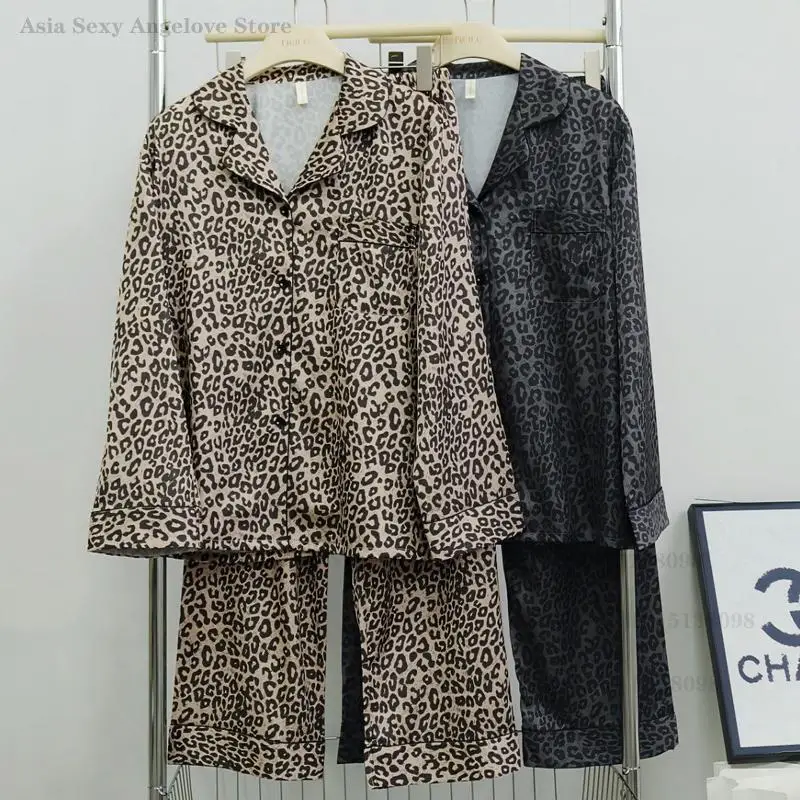 Fashion Leopard Print Pajamas for Women's Home Clothes Spring Summer Ice Silk Sleepwear Loose Casual Satin Nightwear Loungewear
Fashion Leopard Print Pajamas for Women's Home Clothes Spring Summer Ice Silk Sleepwear Loose Casual Satin Nightwear Loungewear