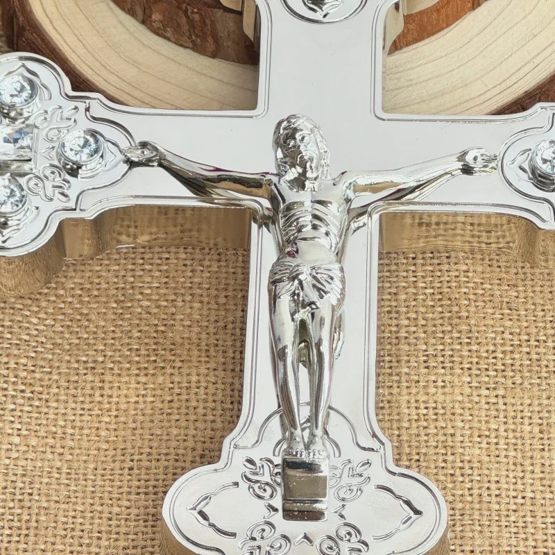 Ornate Orthodox Metal Cross with Blue Green Crystals Jesus Christ Crucifix Catholic Christian Decoration Religious Prayer Gift
Ornate Orthodox Metal Cross with Blue Green Crystals Jesus Christ Crucifix Catholic Christian Decoration Religious Prayer Gift