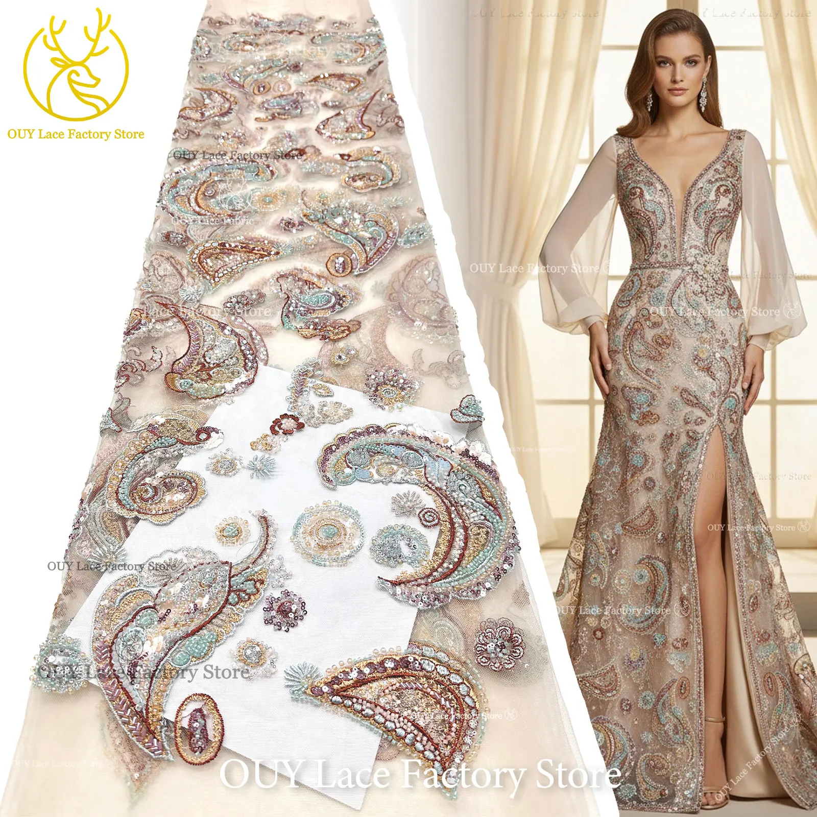 High-End Nigerian Groom Embroidery Beaded Lace Fabric 2026 African French Sequins Lace Fabric Suitable For Sewing Wedding Dress
High-End Nigerian Groom Embroidery Beaded Lace Fabric 2026 African French Sequins Lace Fabric Suitable For Sewing Wedding Dress