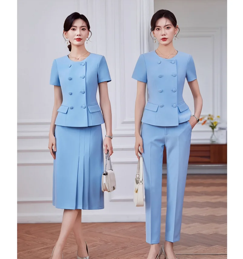 Summer short sleeved suit set for women's professional temperament work clothes
Summer short sleeved suit set for women's professional temperament work clothes