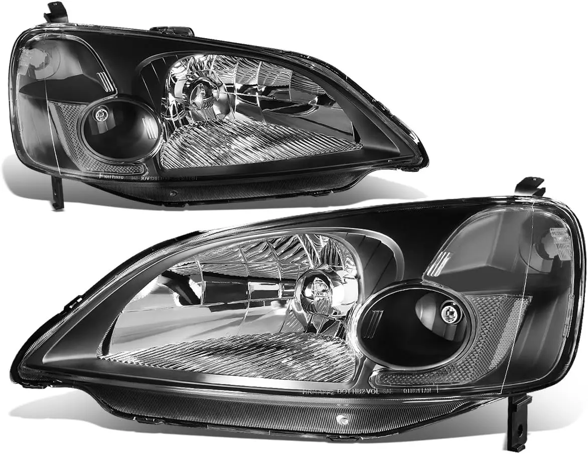 Фары в сборе, совместимые с Honda Civic Coupe/Sedan 2001, 2002, 2003, галогенные фары со стороны водителя и пассажира, замена
Фары в сборе, совместимые с Honda Civic Coupe/Sedan 2001, 2002, 2003, галогенные фары со стороны водителя и пассажира, замена
