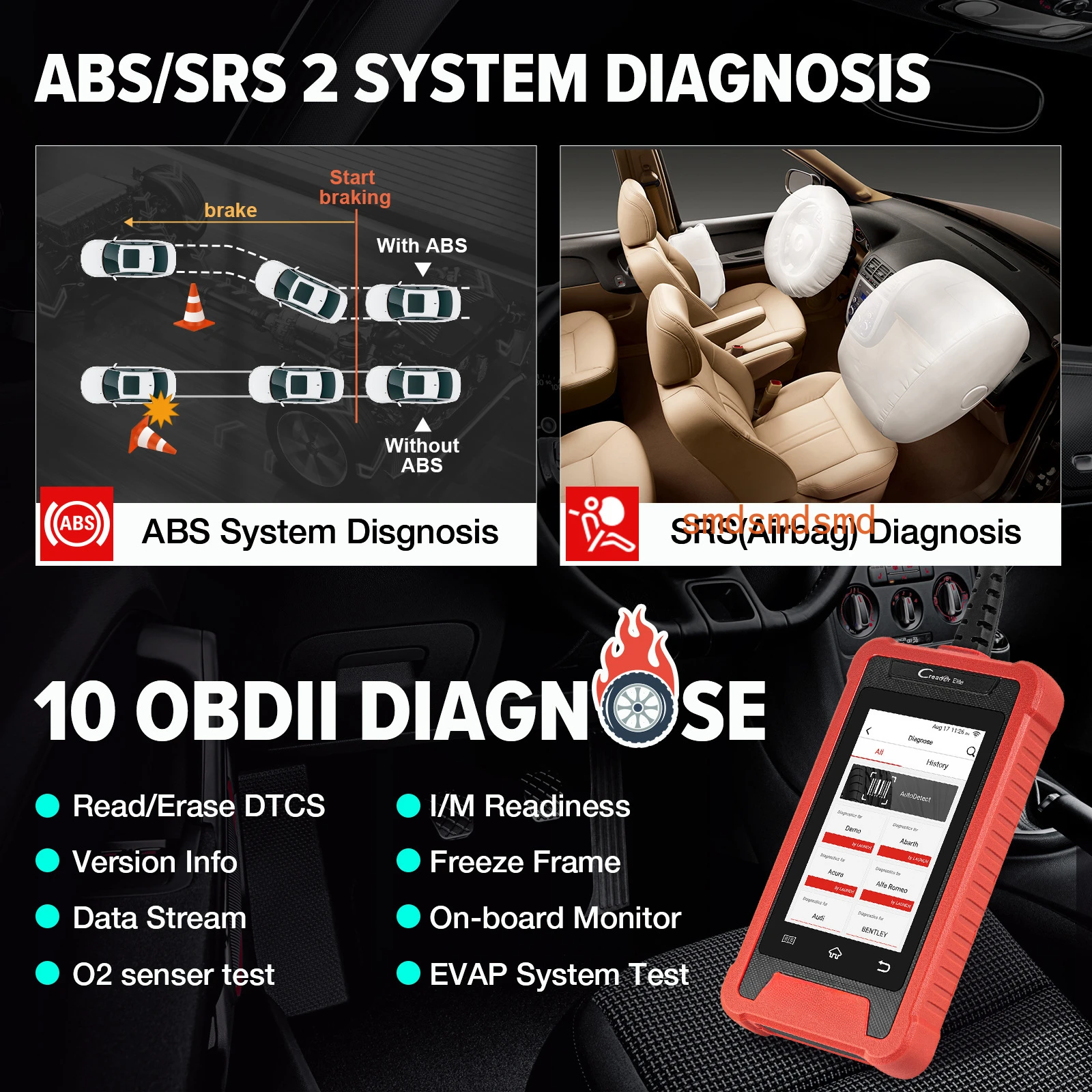 CRE205 car diagnostic instrument ABS/SRS + 5Reset car fault detection reading code
CRE205 car diagnostic instrument ABS/SRS + 5Reset car fault detection reading code
