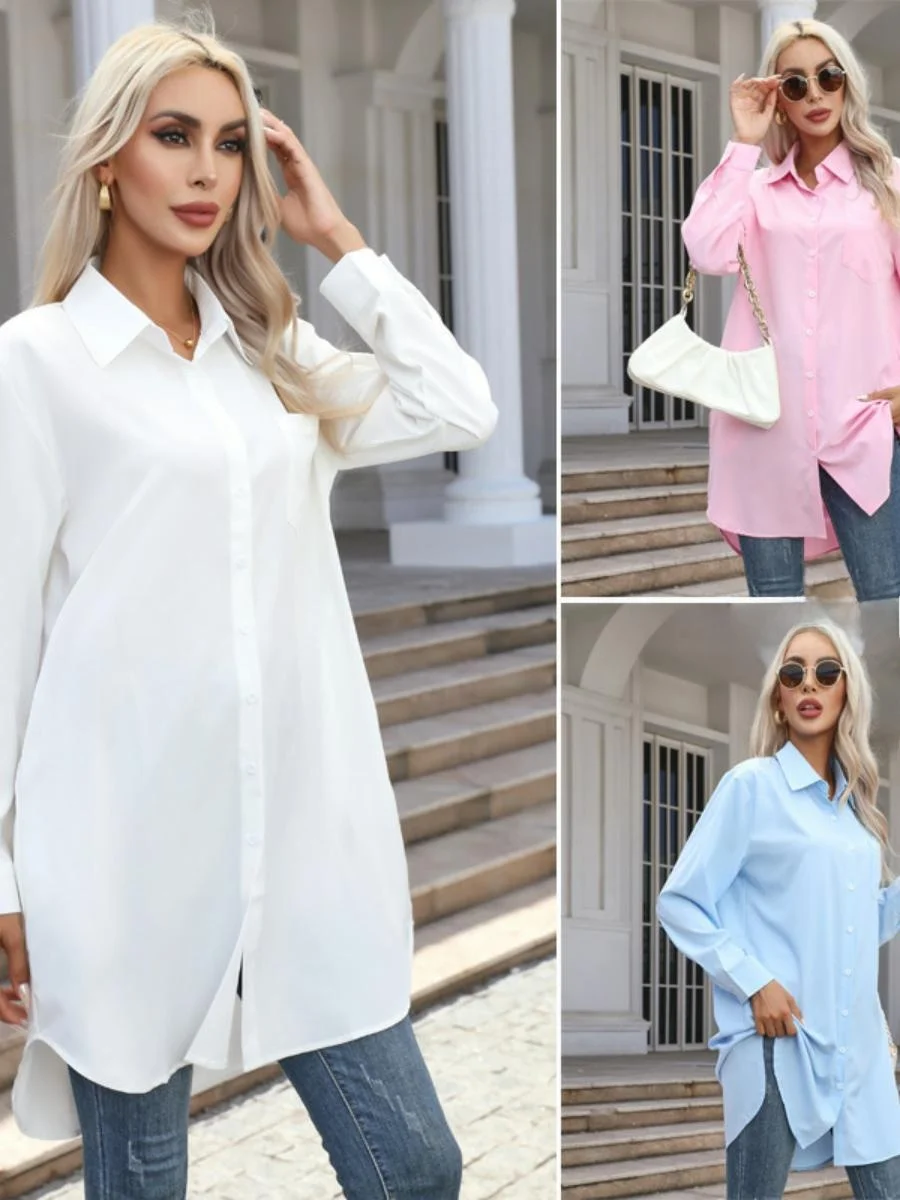 New Women's Long Sve irt Casual Pure Color Loose Fit Faionable Autumn Wear Long Length Ladies' Classic Color Blouse
New Women's Long Sve irt Casual Pure Color Loose Fit Faionable Autumn Wear Long Length Ladies' Classic Color Blouse