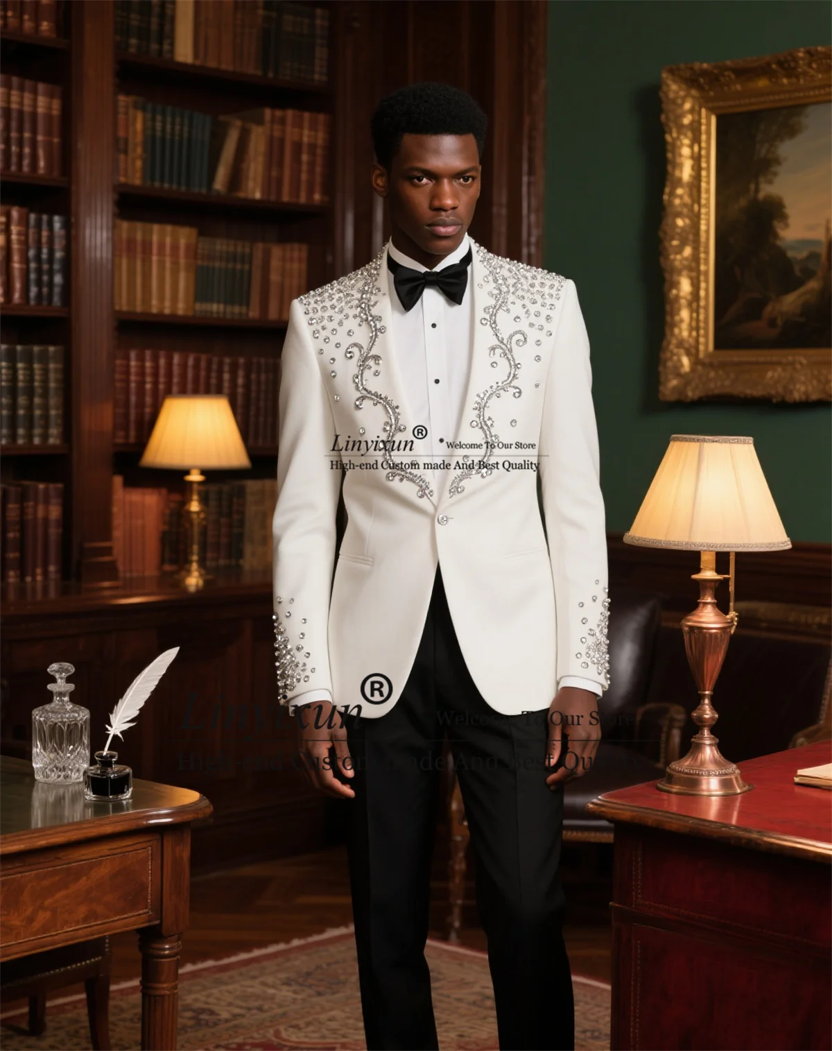 Formal Stone Crystals Tuxedos Men Suit 2 Pieces Sets Groom Wedding Male Party Ropa Blazer Slim Fit Costume Homme Customized
Formal Stone Crystals Tuxedos Men Suit 2 Pieces Sets Groom Wedding Male Party Ropa Blazer Slim Fit Costume Homme Customized