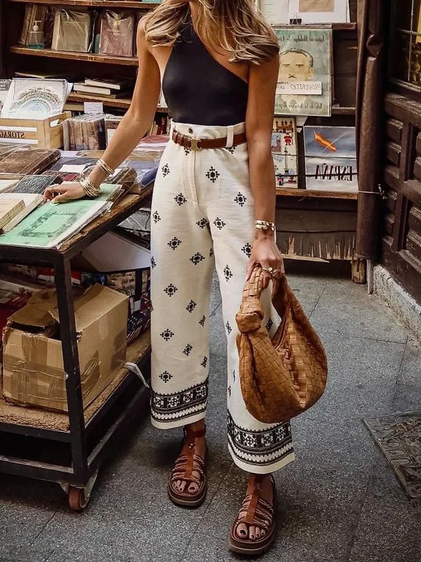 Beach Vacation Style Loose Wide Leg Pants High Waist Printed Long Trousers Women's Fashion Summer 2026 Standard Fit Polyester
Beach Vacation Style Loose Wide Leg Pants High Waist Printed Long Trousers Women's Fashion Summer 2026 Standard Fit Polyester