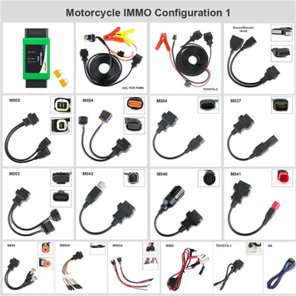 Комплекты OBDSTAR MOTO IMMO, полные адаптеры для мотоциклов, конфигурация 1, для X300 DP Plus X300 Pro4 
Комплекты OBDSTAR MOTO IMMO, полные адаптеры для мотоциклов, конфигурация 1, для X300 DP Plus X300 Pro4