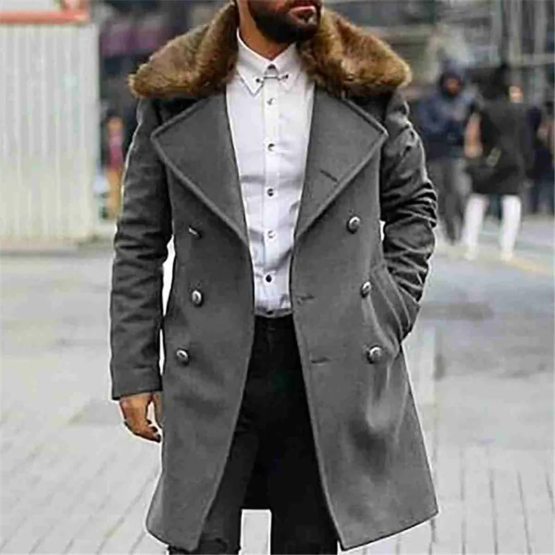 Fashion fur collar trench coat men long-sleeved coat double-breasted woolen trench Winter Parka long Men jackets
Fashion fur collar trench coat men long-sleeved coat double-breasted woolen trench Winter Parka long Men jackets