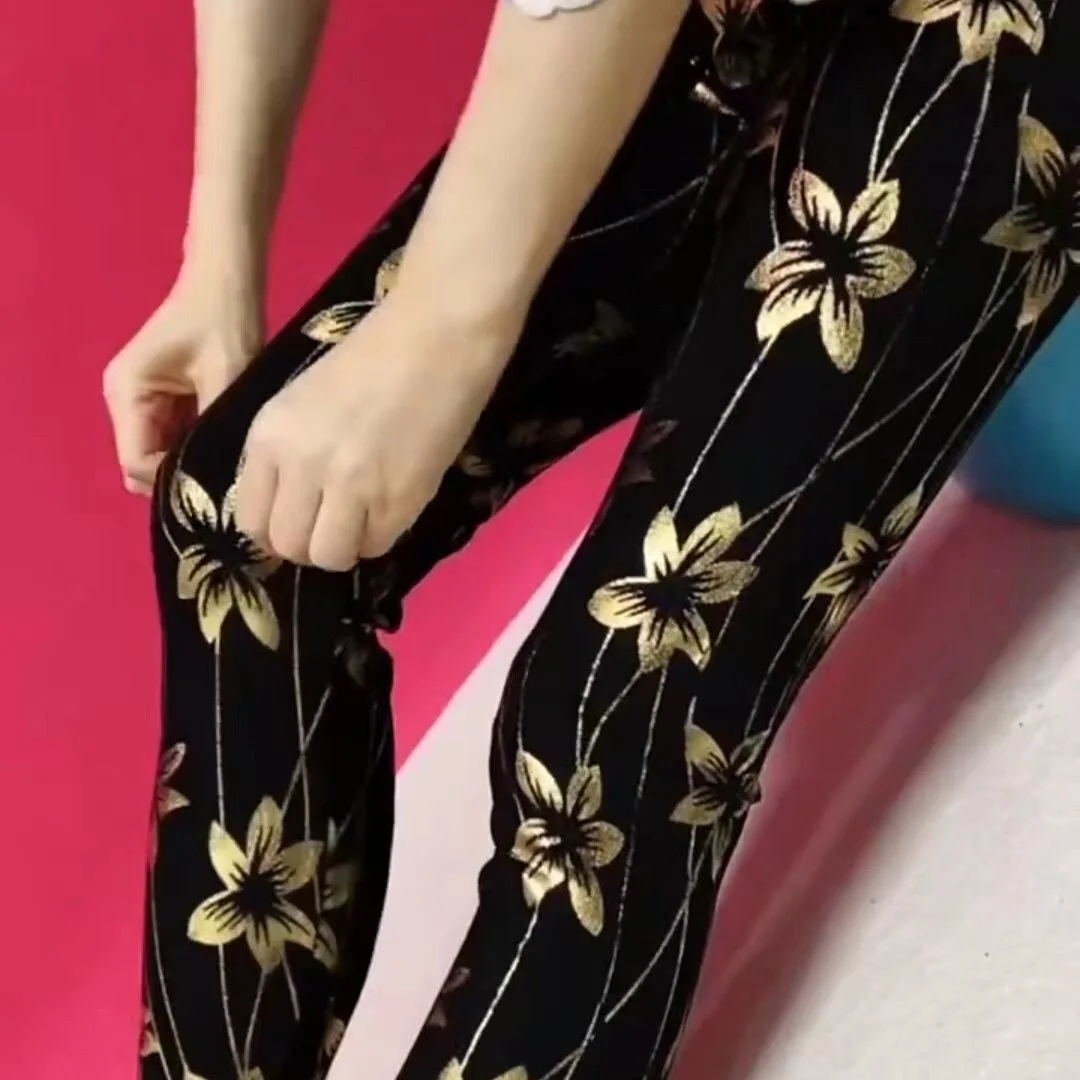 Summer Black Gold Thin Flower Sequin Women's Plus Size Leggings Pants High Waist Elastic Pencil Trousers
Summer Black Gold Thin Flower Sequin Women's Plus Size Leggings Pants High Waist Elastic Pencil Trousers