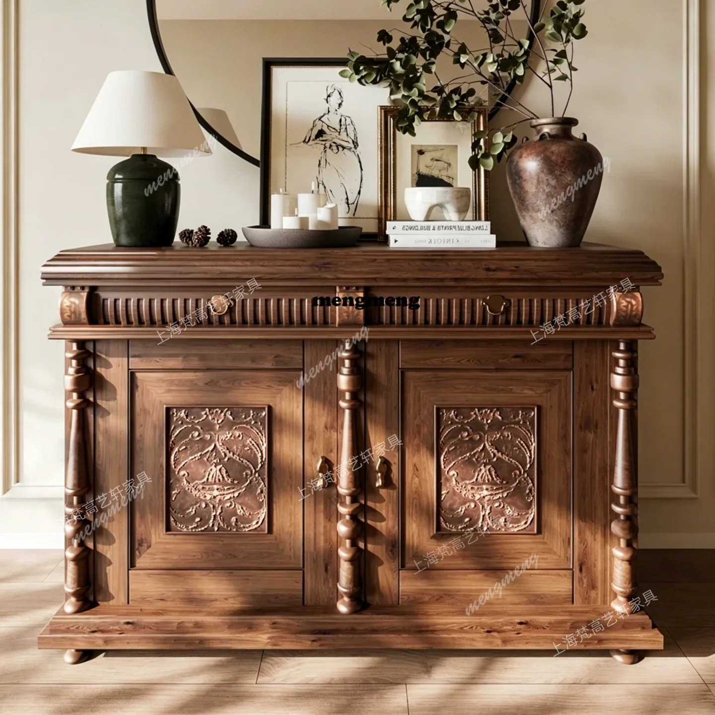 Medieval solid wood carving flower retro old double door locker living room porch cabinet villa mansion decoration cabinet
Medieval solid wood carving flower retro old double door locker living room porch cabinet villa mansion decoration cabinet