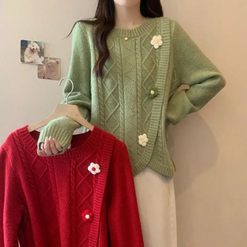 Sweater Knitwear Women's Big Size Autumn Winter New Fashion Versatile Elegant Floral Knit Sweater Loose Fit Slimming Base Layer
Sweater Knitwear Women's Big Size Autumn Winter New Fashion Versatile Elegant Floral Knit Sweater Loose Fit Slimming Base Layer