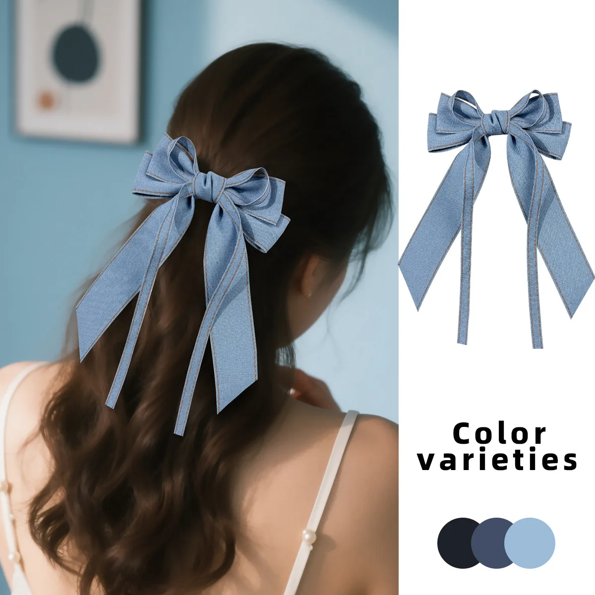 15 Pcs/Lot, 5.3" Korean Style Denim Ribbon Bow Hair Clips For Women Girls Long Tassel Ponytail Barrettes Headwear Accessories
15 Pcs/Lot, 5.3" Korean Style Denim Ribbon Bow Hair Clips For Women Girls Long Tassel Ponytail Barrettes Headwear Accessories