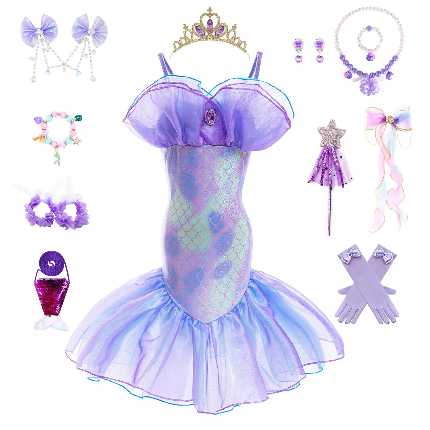 Shiny Toddler Little Girls Ruffled Princess Mermaid Ariel Cosplay Halloween Dress Birthday Party Dress
Shiny Toddler Little Girls Ruffled Princess Mermaid Ariel Cosplay Halloween Dress Birthday Party Dress