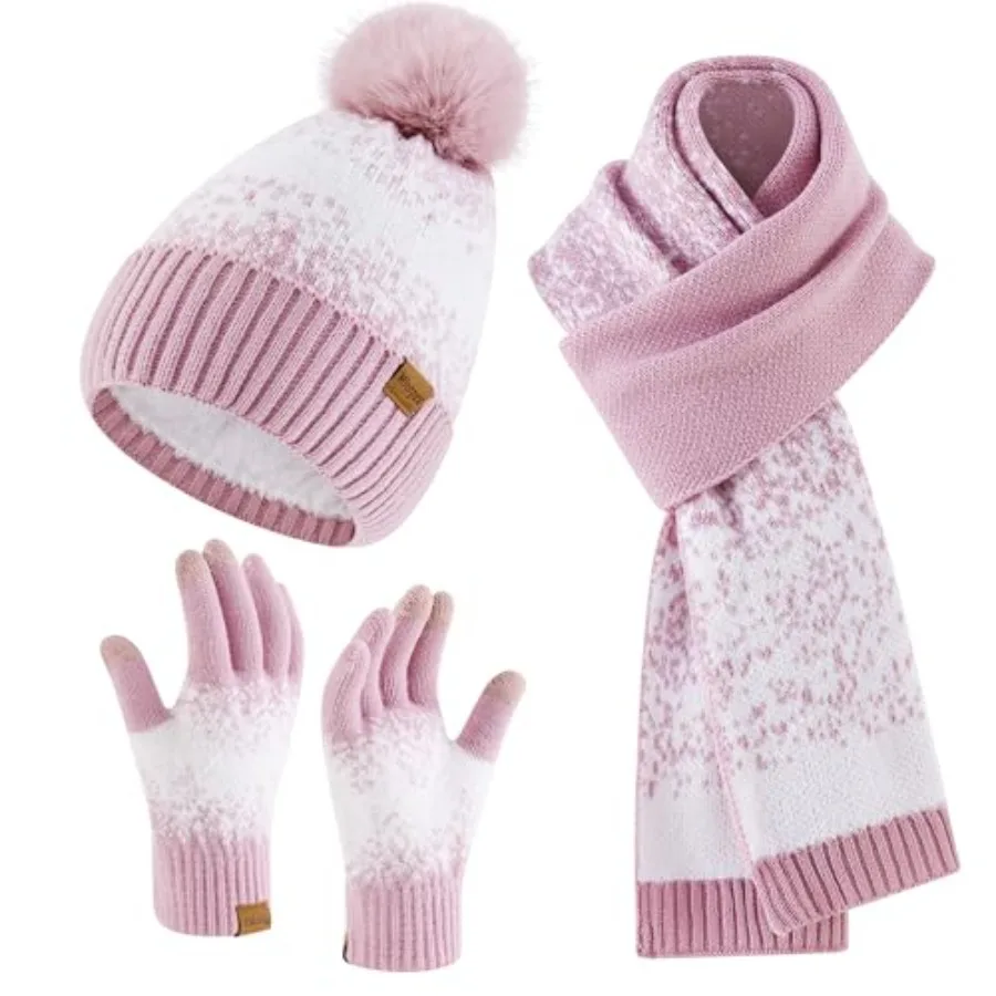 Womens Winter Beanie Hat Touchscreen Gloves Long Scarf 3 Set with Warm Fleece Lined Knit Skull Caps Scarves for Women
Womens Winter Beanie Hat Touchscreen Gloves Long Scarf 3 Set with Warm Fleece Lined Knit Skull Caps Scarves for Women