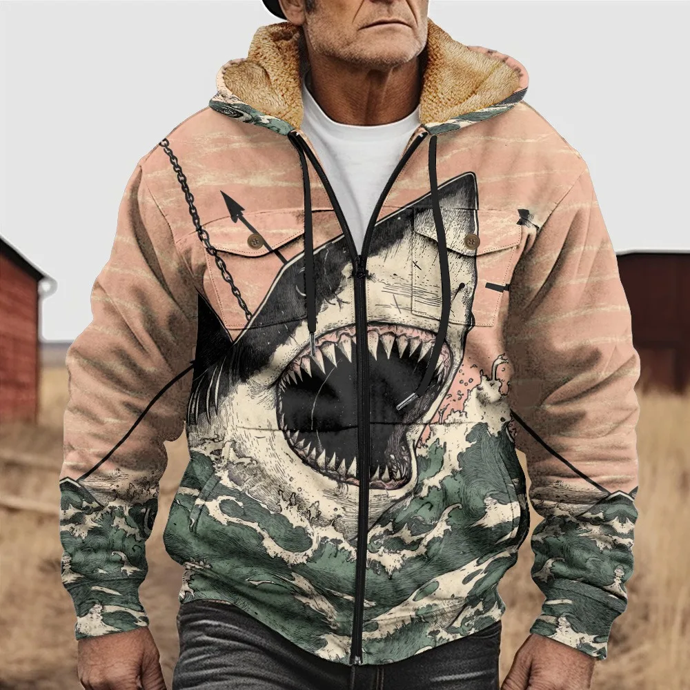 Men Jacket Coats Shark Great Wave Festival Printed Cardigans Plush Thick Hunting Fleece Winter Casual Streetwear Top Clothing
Men Jacket Coats Shark Great Wave Festival Printed Cardigans Plush Thick Hunting Fleece Winter Casual Streetwear Top Clothing