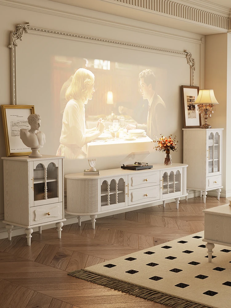 French light luxury retro coffee table TV cabinet cream American solid wood TV cabinet living room storage locker integrated
French light luxury retro coffee table TV cabinet cream American solid wood TV cabinet living room storage locker integrated
