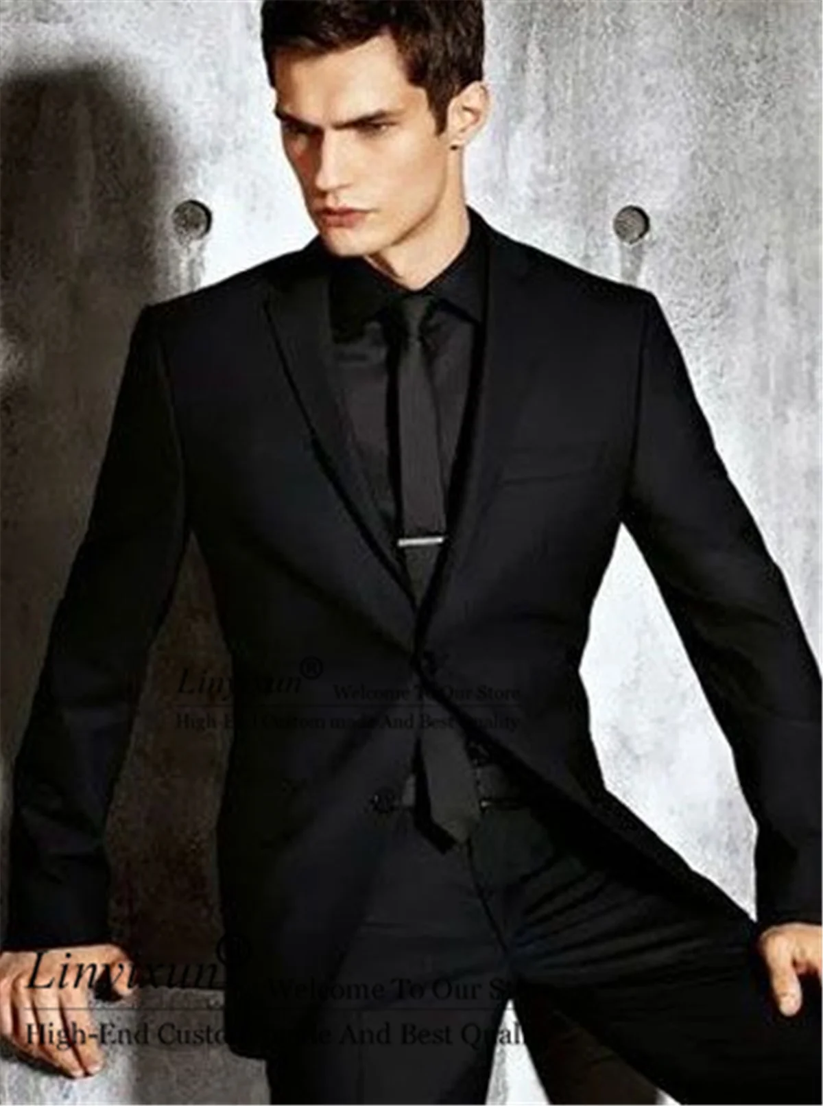 Black Mens Suits Slim Fit Terno Groom Tuxedos 2 Pieces Set Wedding Bridegroom Prom Blazer Costume Homme (Jacket+Pants)
Black Mens Suits Slim Fit Terno Groom Tuxedos 2 Pieces Set Wedding Bridegroom Prom Blazer Costume Homme (Jacket+Pants)