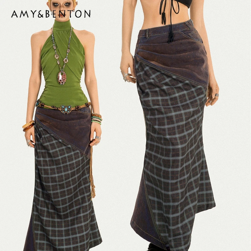 2025 Autumn New Plaid Splicing Design Hot Girl Mid-Length Skirt Original Retro Sweet Cool Slimming Versatile Bodycon Skirts Girl
2025 Autumn New Plaid Splicing Design Hot Girl Mid-Length Skirt Original Retro Sweet Cool Slimming Versatile Bodycon Skirts Girl