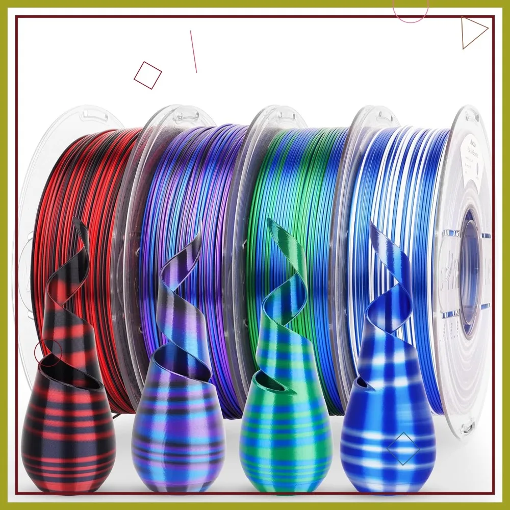 Silk PLA 3D Printer Filament Bundle, 1.75mm Multicolor Rainbow Pack, Fast Color Change, 4 Spools x 1KG
Silk PLA 3D Printer Filament Bundle, 1.75mm Multicolor Rainbow Pack, Fast Color Change, 4 Spools x 1KG