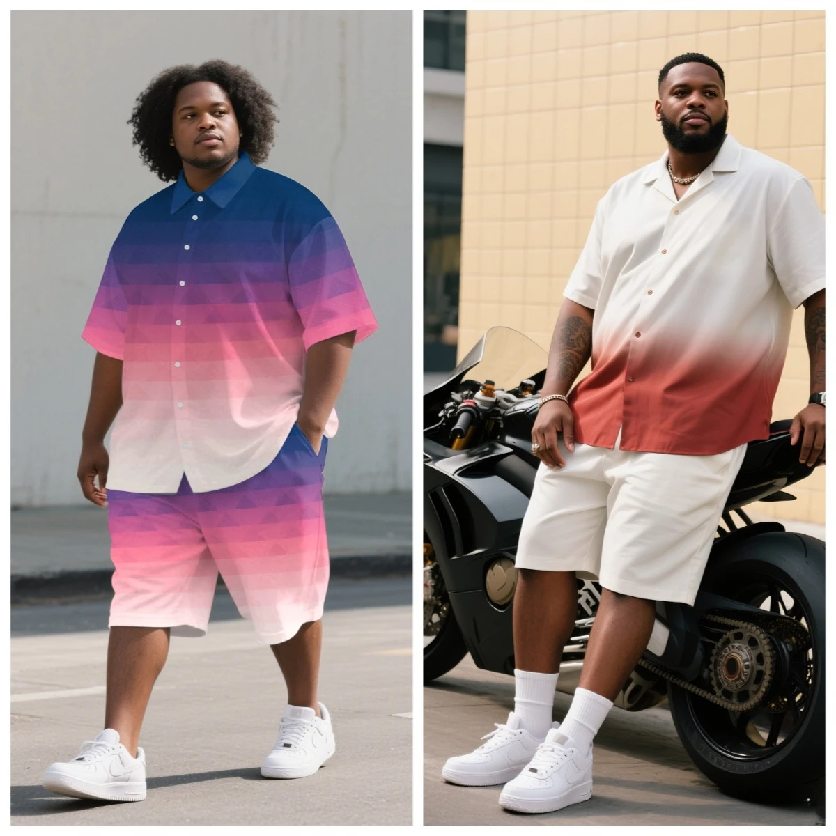 S-9XL Big and Tall Men Summer Gradient Ombre Print Oversized Shirt Shorts Set Multi-Color Casual 2-Piece Outfit
S-9XL Big and Tall Men Summer Gradient Ombre Print Oversized Shirt Shorts Set Multi-Color Casual 2-Piece Outfit