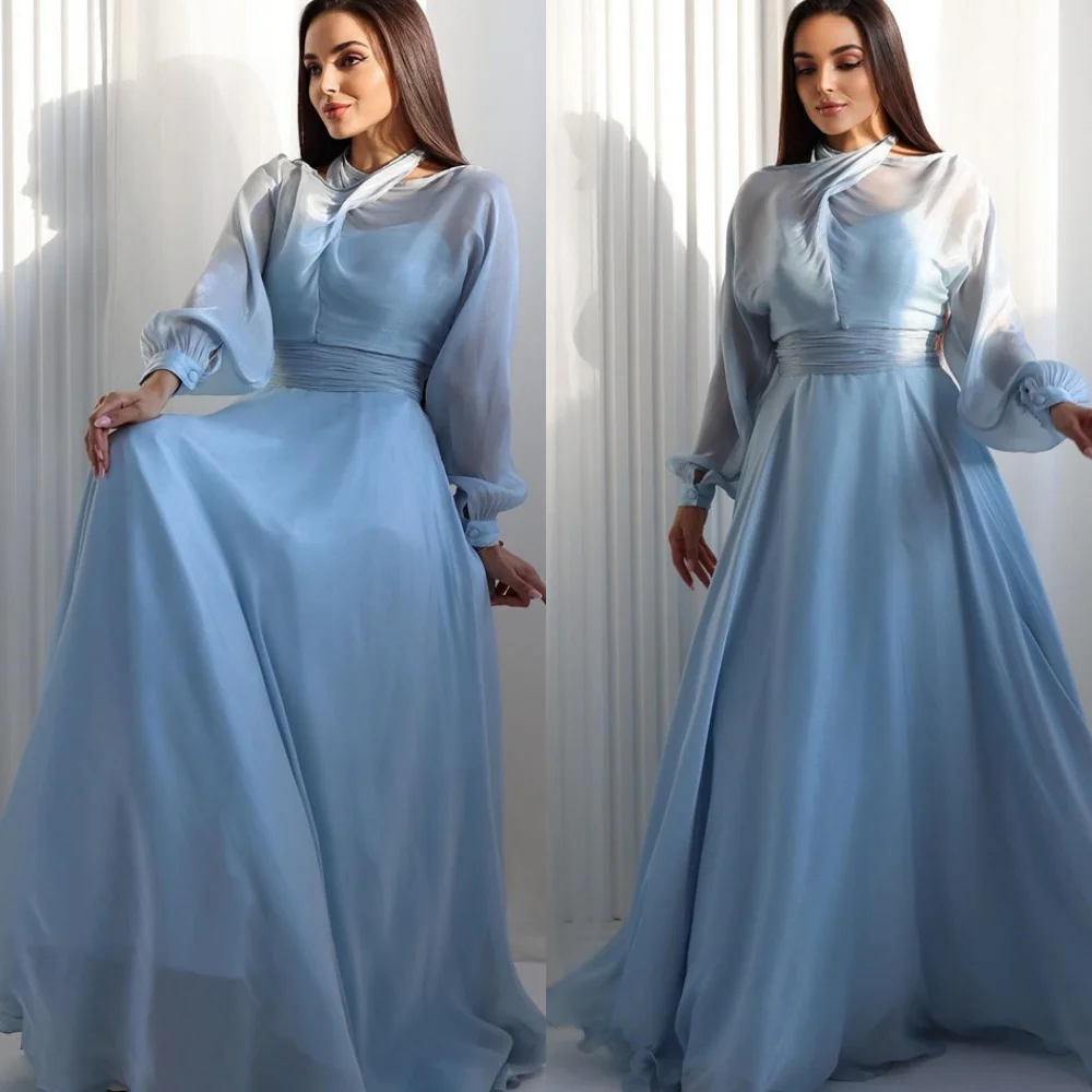 Customized Temperament Light Blue Chiffon Evening Dress Exquisite Crew Neck Puff Sleeves Long Sleeves Zipper Back Cocktail Dress
Customized Temperament Light Blue Chiffon Evening Dress Exquisite Crew Neck Puff Sleeves Long Sleeves Zipper Back Cocktail Dress