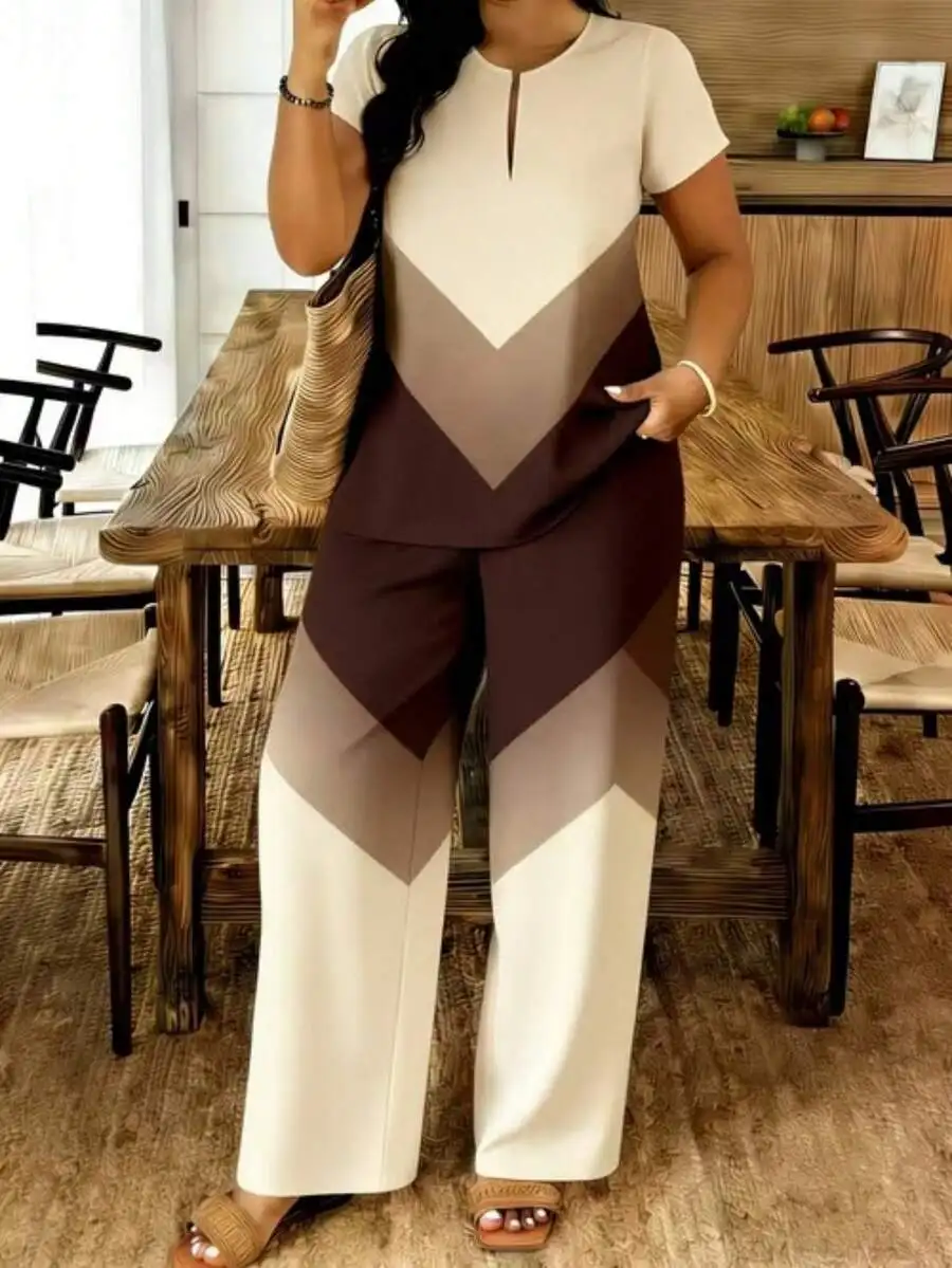 Color Block Geometric Print Keyhole Neck Two-Piece Set Womens Slimming Business Casual Spring Summer
Color Block Geometric Print Keyhole Neck Two-Piece Set Womens Slimming Business Casual Spring Summer