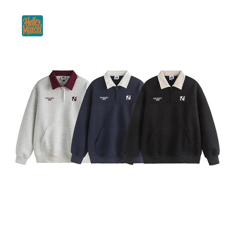HELLOMARCEL EU US Size Top Quality Street Outdoor Wear Luxury Winter Autumn 480g Heavyweight Half-Zip Polo Collar Sweatshirt
HELLOMARCEL EU US Size Top Quality Street Outdoor Wear Luxury Winter Autumn 480g Heavyweight Half-Zip Polo Collar Sweatshirt