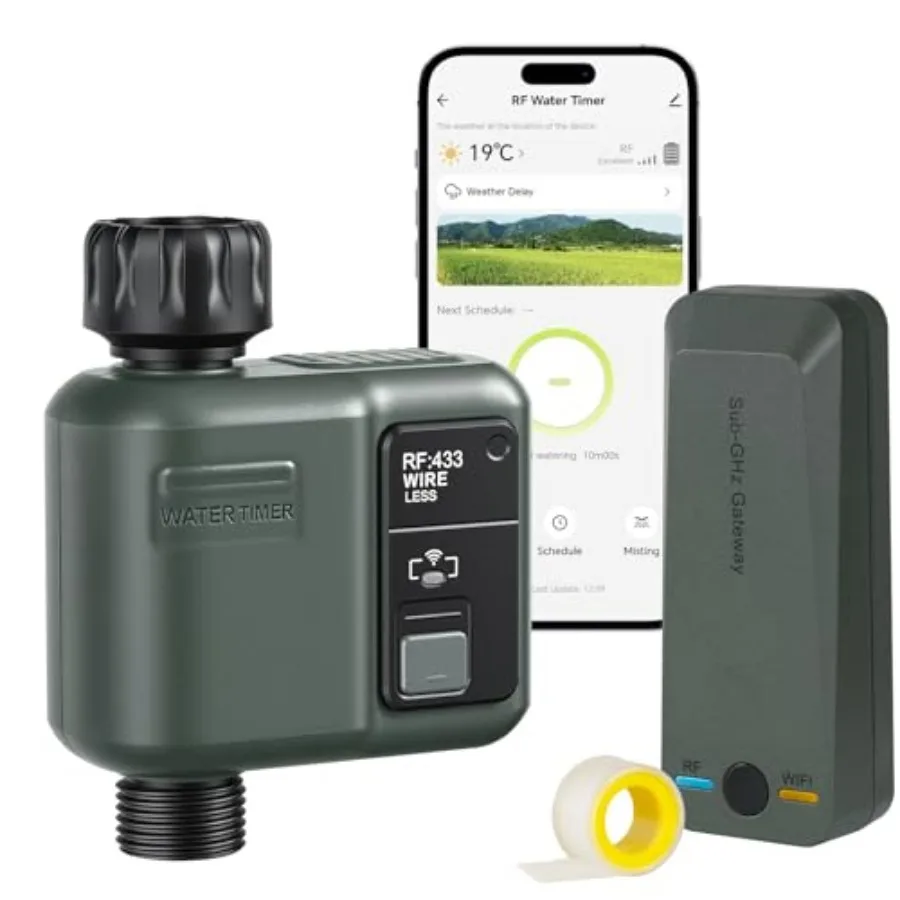 WiFi Water Timer for Garden Hose Sprinkler Timer 1 Zone Smart Hose Water with WiFi Irrigation Controller Voice Control RF433 Au
WiFi Water Timer for Garden Hose Sprinkler Timer 1 Zone Smart Hose Water with WiFi Irrigation Controller Voice Control RF433 Au
