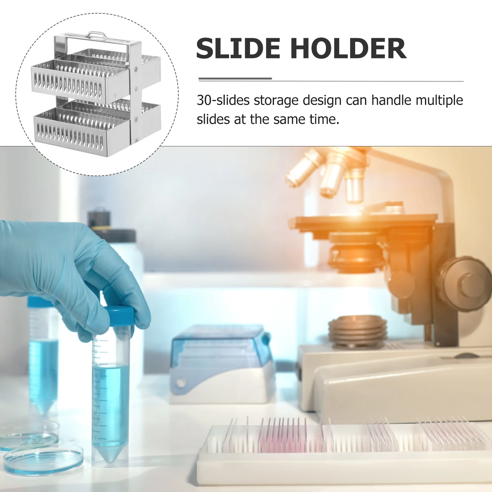 30 Positions Stainless Steel Glass Slides Rack Staining Holder Microscope Drying Stand Storage Lightweight Portable
30 Positions Stainless Steel Glass Slides Rack Staining Holder Microscope Drying Stand Storage Lightweight Portable