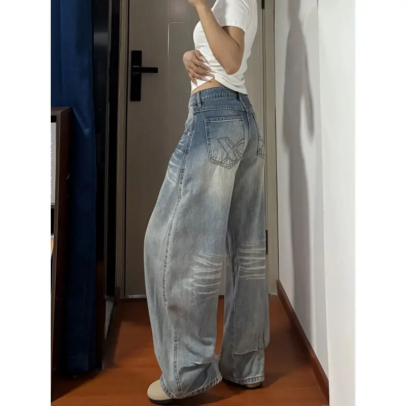 American Retro Low Waist Knife Wide Leg Denim Jeans Women's Embroidered Loose Slimming Drapey Straight Floor-Length Pant...
American Retro Low Waist Knife Wide Leg Denim Jeans Women's Embroidered Loose Slimming Drapey Straight Floor-Length Pant...