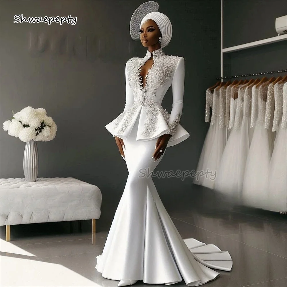 2025 Chic High Collar Mermaid Wedding Dress Lace Appliques See Through Keyhole Lace Applique Bride Reception Dresses Customized
2025 Chic High Collar Mermaid Wedding Dress Lace Appliques See Through Keyhole Lace Applique Bride Reception Dresses Customized