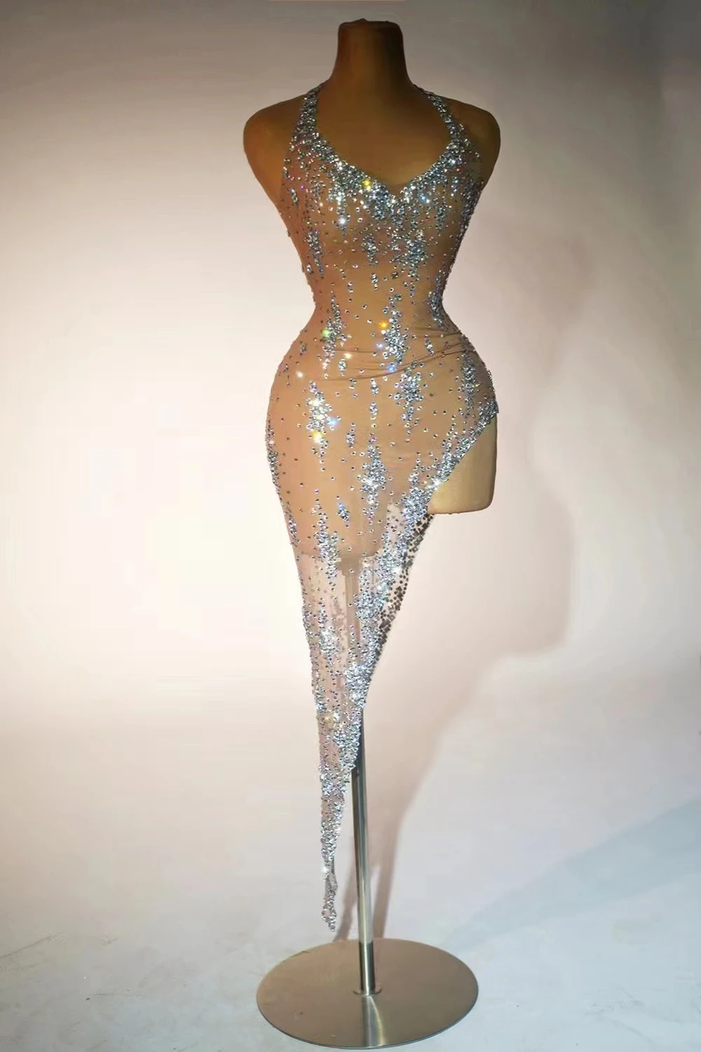 Women's Rhinestones Transparent Split Dress Costumes Party Show Stage Evening Dress Celebrate Dance Wear
Women's Rhinestones Transparent Split Dress Costumes Party Show Stage Evening Dress Celebrate Dance Wear