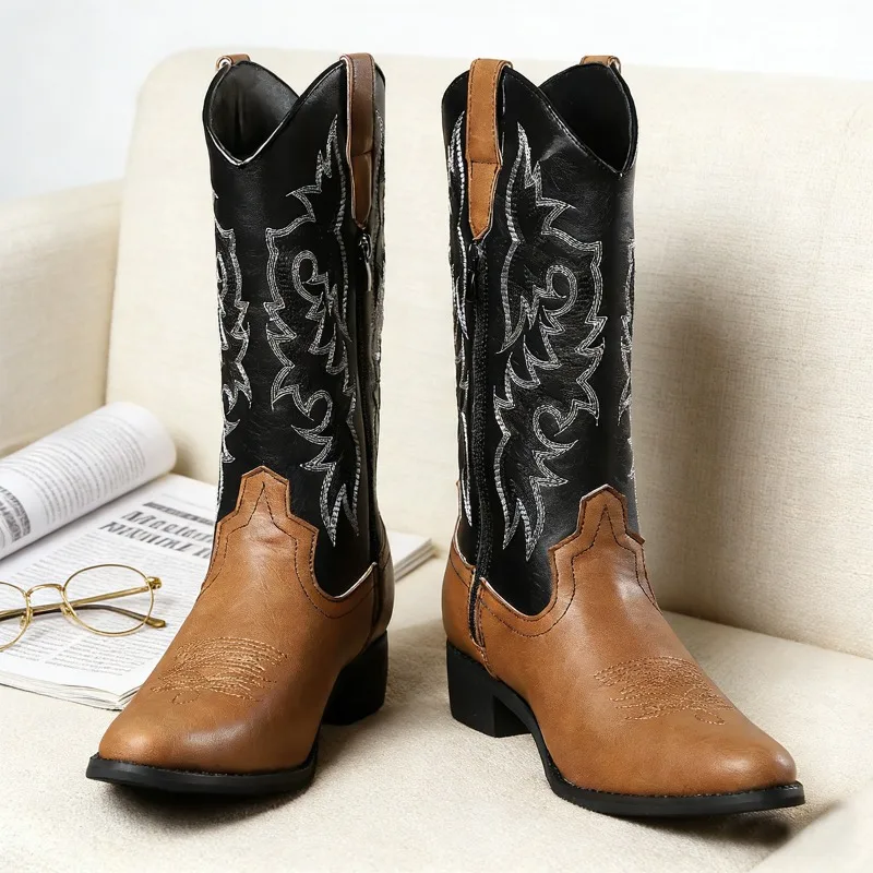 Size 48 Men's Shoes Western Cowboy Man's Boots Retro Embroidered Knight Boots for Men Fashion British Tooling Boots Botas Hombre
Size 48 Men's Shoes Western Cowboy Man's Boots Retro Embroidered Knight Boots for Men Fashion British Tooling Boots Botas Hombre