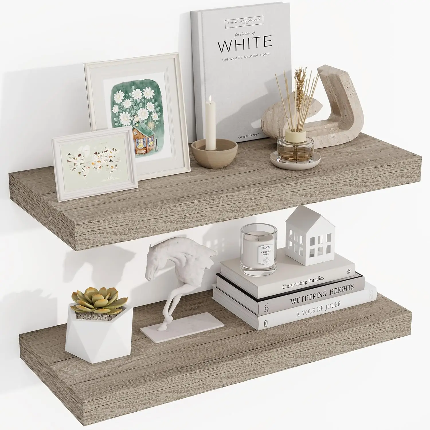 24 Inch Floating Shelves, 3D Textured Wood Grain, 24"x9.25"x1.5" Inch Deep Floating Shelves for Wall, Wooden Shelves fo
24 Inch Floating Shelves, 3D Textured Wood Grain, 24"x9.25"x1.5" Inch Deep Floating Shelves for Wall, Wooden Shelves fo