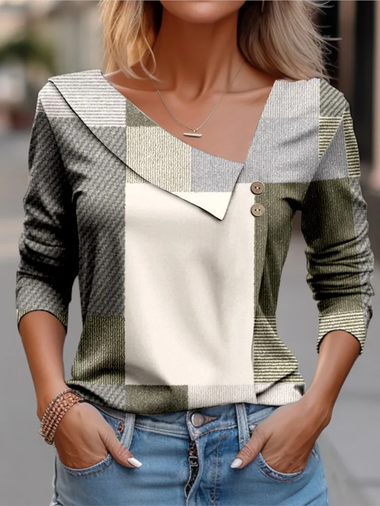 Fashion T Shirts For Women's Vintage Printing And Long Sleeve Buttons Slim Tees Casual Elegant Ladies Tops 2024 Spring Autumn
Fashion T Shirts For Women's Vintage Printing And Long Sleeve Buttons Slim Tees Casual Elegant Ladies Tops 2024 Spring Autumn