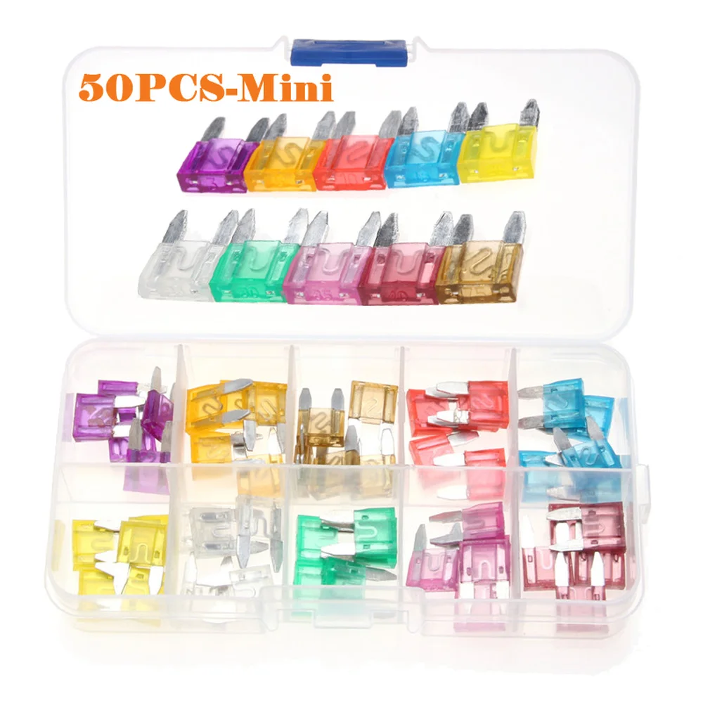 50PCS Blade Fuse 3A 5A 7.5A 10A 15A 20A 25A 30A 35A 40A Auto Car Truck Mini Fuse Blade Power-off protection Fuse Set
50PCS Blade Fuse 3A 5A 7.5A 10A 15A 20A 25A 30A 35A 40A Auto Car Truck Mini Fuse Blade Power-off protection Fuse Set