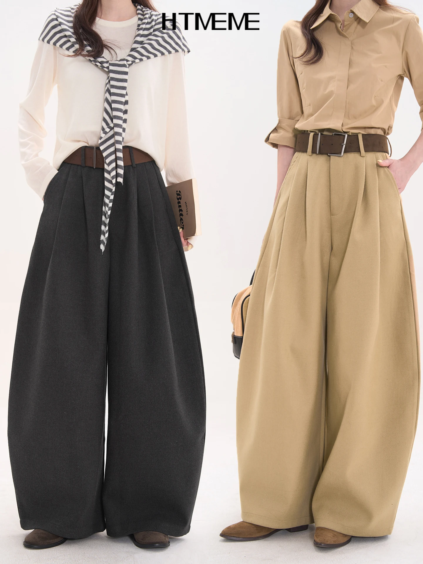 High Waist Wide Leg Casual Pants Women's Winter Versatile Woolen Pleated Trousers Faionable Straight Cut Polyester Blend
High Waist Wide Leg Casual Pants Women's Winter Versatile Woolen Pleated Trousers Faionable Straight Cut Polyester Blend