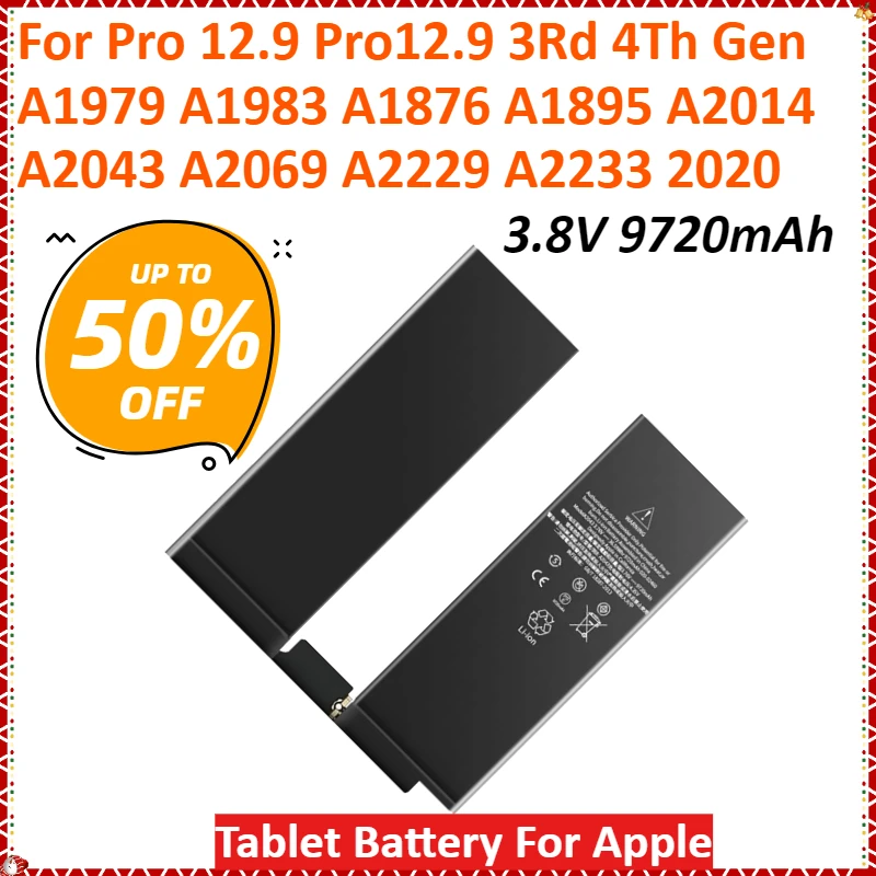 Аккумулятор для планшета 3,8 В, 9720 мАч для Apple Pro 12,9 Pro12.9 3Rd 4-го поколения A1979 A1983 A1876 A1895 A2014 A2043 A2069 A2229 A2233 2020
Аккумулятор для планшета 3,8 В, 9720 мАч для Apple Pro 12,9 Pro12.9 3Rd 4-го поколения A1979 A1983 A1876 A1895 A2014 A2043 A2069 A2229 A2233 2020