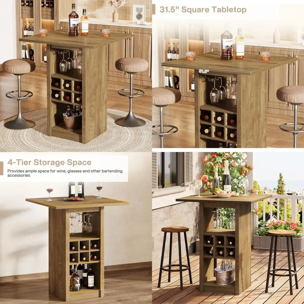 Барный стол на 4 уровня, высота столешницы, 80 см, дерево, с держателями для бокалов, винными полками, полками для хранения, коричневый
Барный стол на 4 уровня, высота столешницы, 80 см, дерево, с держателями для бокалов, винными полками, полками для хранения, коричневый