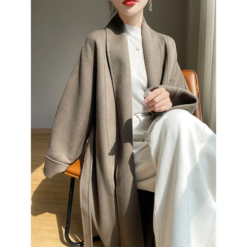 Новое корейское двустороннее кашемировое пальто на осень и зиму, женское длинное стильное, ленивое и роскошное шерстяное пальто. 
Новое корейское двустороннее кашемировое пальто на осень и зиму, женское длинное стильное, ленивое и роскошное шерстяное пальто.