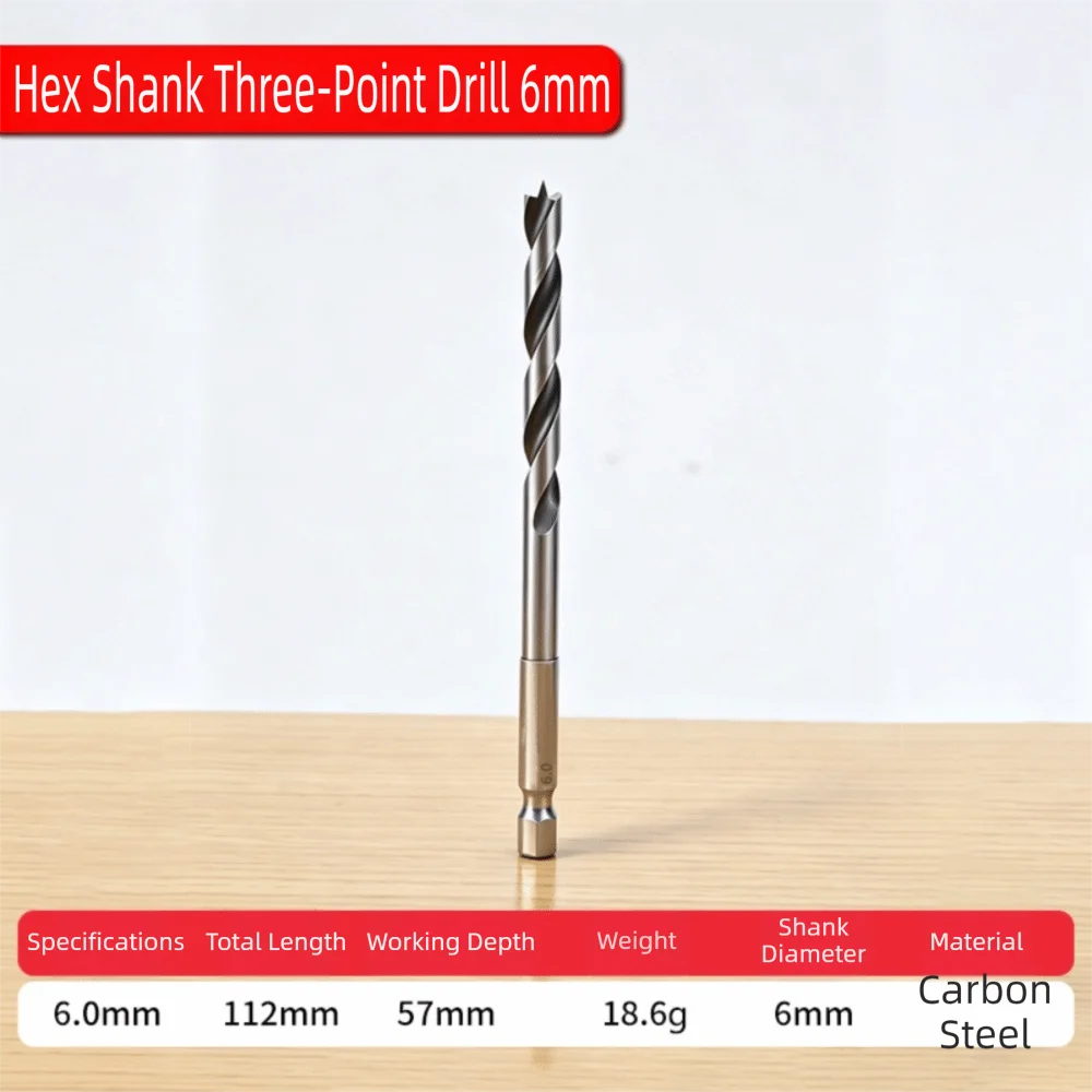 3-10mm Woodworking Drill Bit Hex Shank Three-Pointed Hole Drilling Tool High Hardness Spiral Flute Woodworking Hole Cutter
3-10mm Woodworking Drill Bit Hex Shank Three-Pointed Hole Drilling Tool High Hardness Spiral Flute Woodworking Hole Cutter