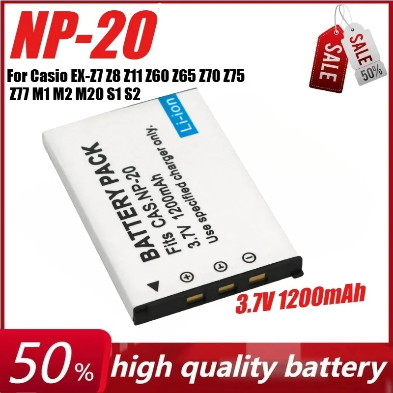 NP-20 3.7V 1200mAh Batterie for Casio EX-Z7 Z8 Z11 Z60 Z65 Z70 Z75 Z77 M20 M1 M2 S1 S2 S3 S20 S500 S600 S770 S880 S100 Battey
NP-20 3.7V 1200mAh Batterie for Casio EX-Z7 Z8 Z11 Z60 Z65 Z70 Z75 Z77 M20 M1 M2 S1 S2 S3 S20 S500 S600 S770 S880 S100 Battey