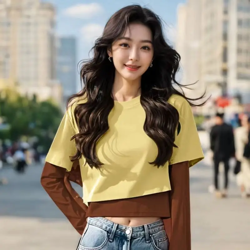 Women Clothes Autumn Casual Simplicity Patchwork O-neck Long Sleeve T-Shirt Women's Trend All-match Fashion Temperament Tops
Women Clothes Autumn Casual Simplicity Patchwork O-neck Long Sleeve T-Shirt Women's Trend All-match Fashion Temperament Tops