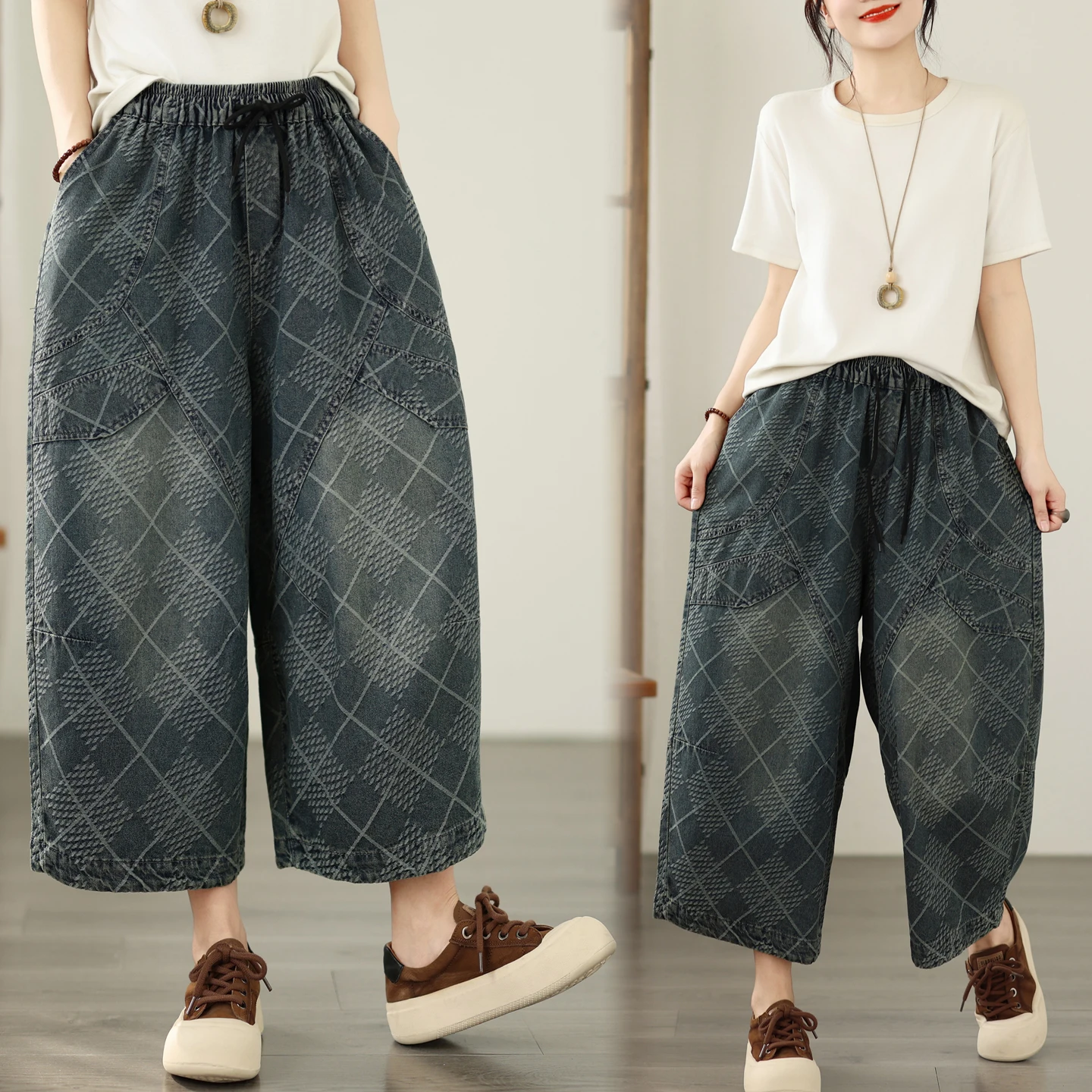 Casual Floral Embroidered Soft Denim Wide Leg Pants High Waist Seven Inch Length Cotton Polyester Blend Summer Versatile Jeans
Casual Floral Embroidered Soft Denim Wide Leg Pants High Waist Seven Inch Length Cotton Polyester Blend Summer Versatile Jeans